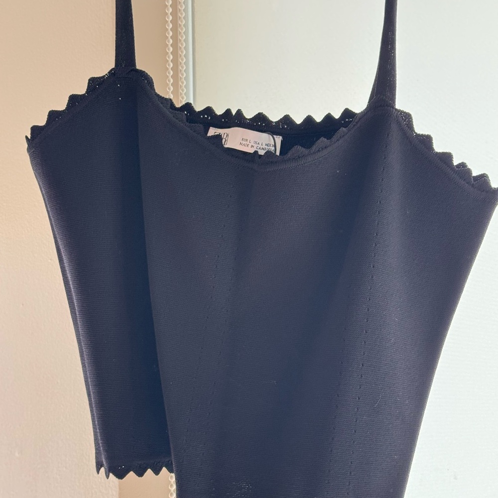 Zara Black Scalloped Edge Top